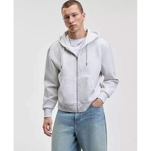 Mode of One Mens Front-Zip Hoodie Whispy Grey Heather Fleece Medium 100198150MN